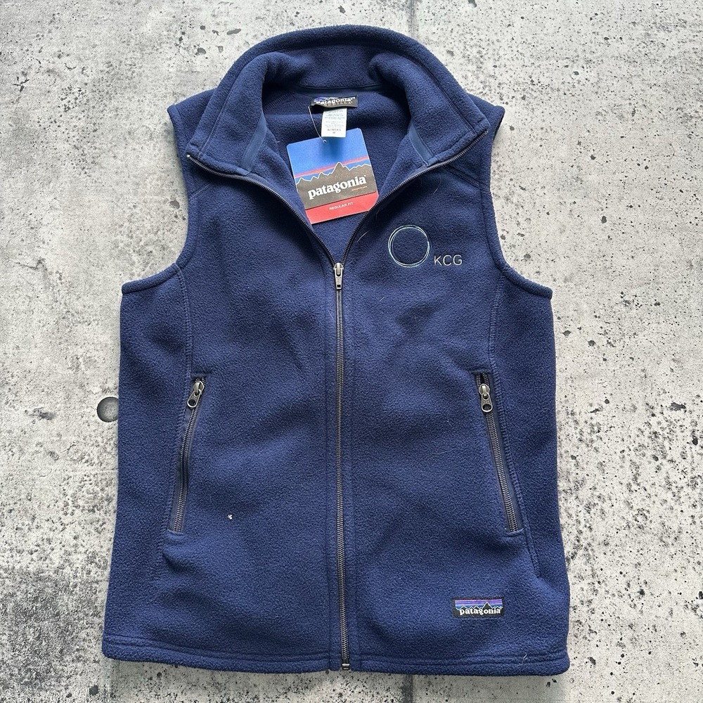 Patagonia Synchilla Fleece Vest Dark Blue Full Zip "KCG" Womens Size Medium NWT